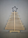 Log Christmas Tree Ornament, Wooden Branch-Shaped Storage Rack, Desk/Living Room Decor, Iron Star Tree, DIY Hand-Painted Blank Canvas