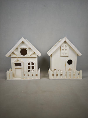 Retro white wooden birdhouse, miniature bicycle garden decoration, outdoor hanging bird feeder, creative small house bird nest, gardening gift