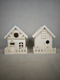 Retro white wooden birdhouse, miniature bicycle garden decoration, outdoor hanging bird feeder, creative small house bird nest, gardening gift