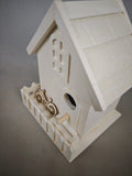 Retro white wooden birdhouse, miniature bicycle garden decoration, outdoor hanging bird feeder, creative small house bird nest, gardening gift