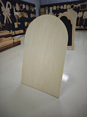 Wooden arched display board with folding support/holes, wooden signboard in white base, tabletop sign, DIY hand-painted drawing board