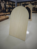 Wooden arched display board with folding support/holes, wooden signboard in white base, tabletop sign, DIY hand-painted drawing board