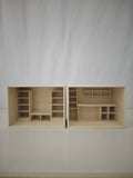 Miniature furniture model, wooden room scene decoration, solid wood bookshelf/office desk model, desktop ornament, handmade DIY cabin kit