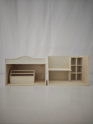 Wooden miniature furniture models, vintage desk / corner desk ornaments, dollhouse scene accessories, DIY handmade cabin materials, tabletop miniature landscape