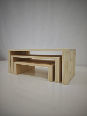 Minimalist Wooden Display Shelf, Bench-Style Showcase Rack, Desktop Miniature Figurine / Small Item Display Base, Handmade DIY Craft Materials