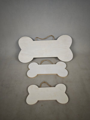 Wooden bone-shaped decorative tag, pet-themed wooden pendant, white blank dog name tag, home wall decoration, DIY graffiti craft material