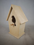 Log birdhouse pendant - Shaped like a pointed small house - Hollowed-out bird's nest with tulips/ stars/birds as decorations - Outdoor garden and courtyard decoration - DIY handmade rough form