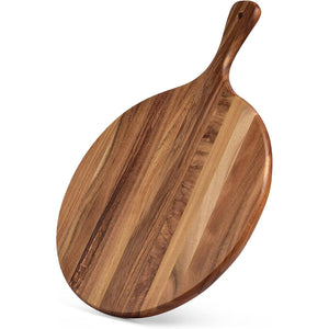 Creative wooden serving tray with handle, trendy Western-style steak board, walnut-colored wood-grain pizza plate, kitchen baking tool, fruit and snack plating prop for photo shoots