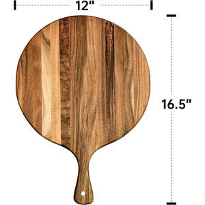 Creative wooden serving tray with handle, trendy Western-style steak board, walnut-colored wood-grain pizza plate, kitchen baking tool, fruit and snack plating prop for photo shoots