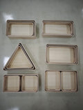 Wooden storage tray with handle, wooden rectangular/square/triangular wooden box, desktop clutter organizer tray, stackable wooden trays that can be nested