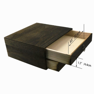 Rustic Wooden Keepsake Box Set with Vintage Bronze Latch & Drawer, Unfinished & Dark Stained Decorative Storage Boxes for Jewelry, Crafts, and Home Organizing