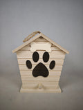 Outdoor Solid Wood Birdhouse Hanging Ornament, Rustic Barn Style Nest, Creative Pet Paw Print Birdhouse, Garden and Balcony Hanging Decoration, Wooden Birdhouse