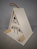 A-shaped log birdhouse pendant  Wooden triangular house villa bird's nest Outdoor garden courtyard hanging decoration DIY hand-painted white base