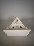 A-shaped log birdhouse pendant  Wooden triangular house villa bird's nest Outdoor garden courtyard hanging decoration DIY hand-painted white base