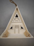 A-shaped log birdhouse pendant  Wooden triangular house villa bird's nest Outdoor garden courtyard hanging decoration DIY hand-painted white base
