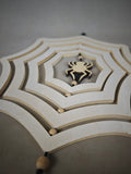 Halloween Wooden Spider Web Hanging Ornament, 3D Spider Pendant, Christmas Snowflake Decorative Hanger, Vase Decoration Wooden Sign, Holiday Party Decor
