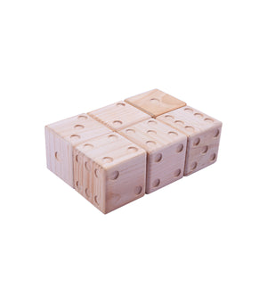 Outdoor Wooden Party Game Set | Giant Solid Wood Dice + Wooden Ring Toss Kit | Yard Camping Gathering Board Games with Storage Bag