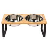 Raised Elevated Wooden Pet Feeder Stand Dog Cat Food Water Bowl Holder Pet Feeding Station