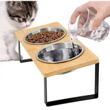 Raised Elevated Wooden Pet Feeder Stand Dog Cat Food Water Bowl Holder Pet Feeding Station