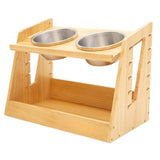 Raised Elevated Wooden Pet Feeder Stand Dog Cat Food Water Bowl Holder Pet Feeding Station