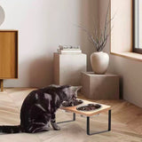 Raised Elevated Wooden Pet Feeder Stand Dog Cat Food Water Bowl Holder Pet Feeding Station