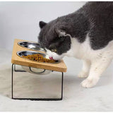 Raised Elevated Wooden Pet Feeder Stand Dog Cat Food Water Bowl Holder Pet Feeding Station