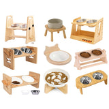 Raised Elevated Wooden Pet Feeder Stand Dog Cat Food Water Bowl Holder Pet Feeding Station