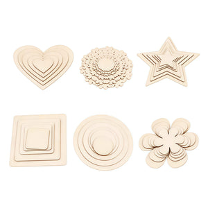 Assorted Unfinished Natural Wood Cutout Shapes Bulk DIY Craft Blank Wooden Shape Set Chunky shapes