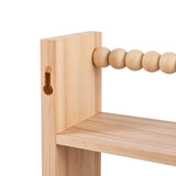 Wooden Shelf with Hooks Wall Mount Multi-Purpose Storage Rack Home Decor Organizer