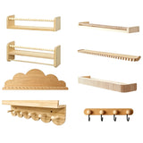 Wooden Shelf with Hooks Wall Mount Multi-Purpose Storage Rack Home Decor Organizer