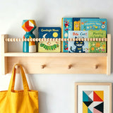 Wooden Shelf with Hooks Wall Mount Multi-Purpose Storage Rack Home Decor Organizer