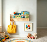 Wooden Shelf with Hooks Wall Mount Multi-Purpose Storage Rack Home Decor Organizer